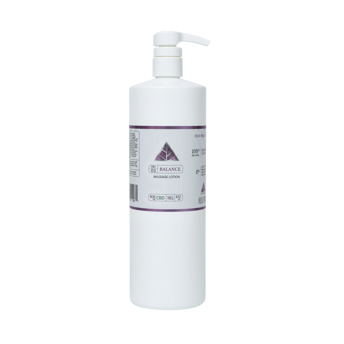 Color Up BALANCE Pure CBD Massage Lotion, 16 oz professional backbar size, on a transparent background.