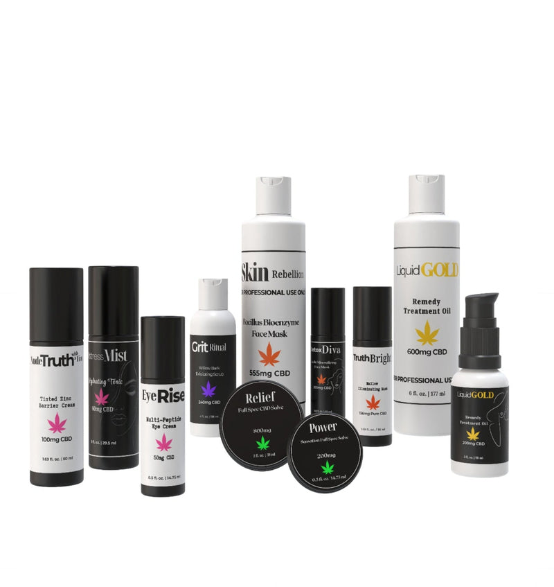 collection of cosmetic skincare products by color up at house of vxn