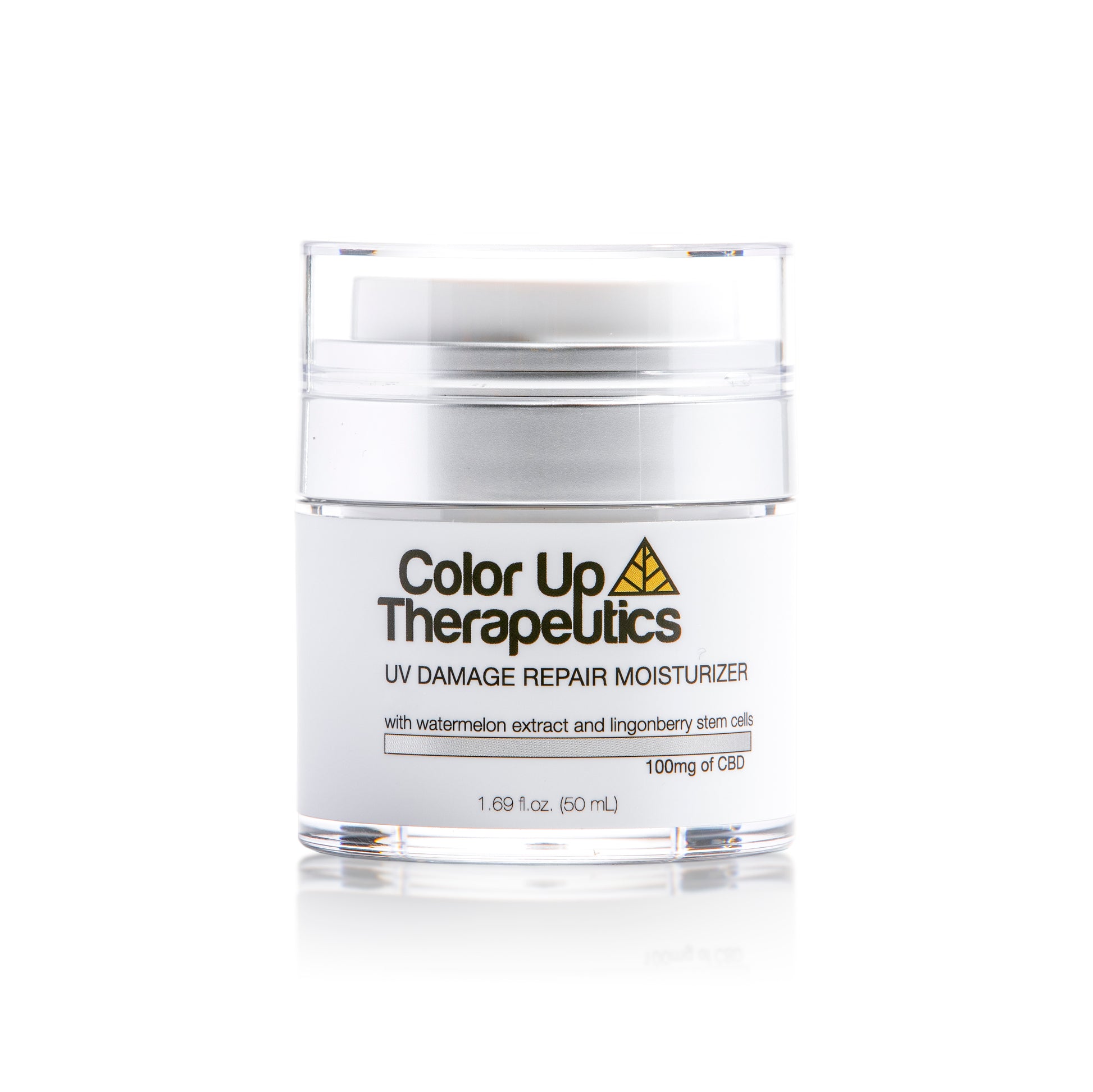 Jar of Color Up Therapeutics UV Damage Repair Moisturizer on a white background