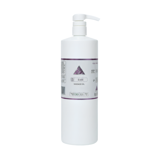 Color Up EASE Pure CBD Massage Oil in 32 oz professional size for massage therapists and treatment rooms on a white background.