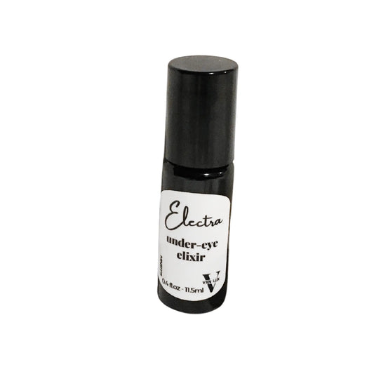 Electra Under-Eye Elixir with niacinamide, green tea extract, and caffeine for refreshed under-eye skincare.
