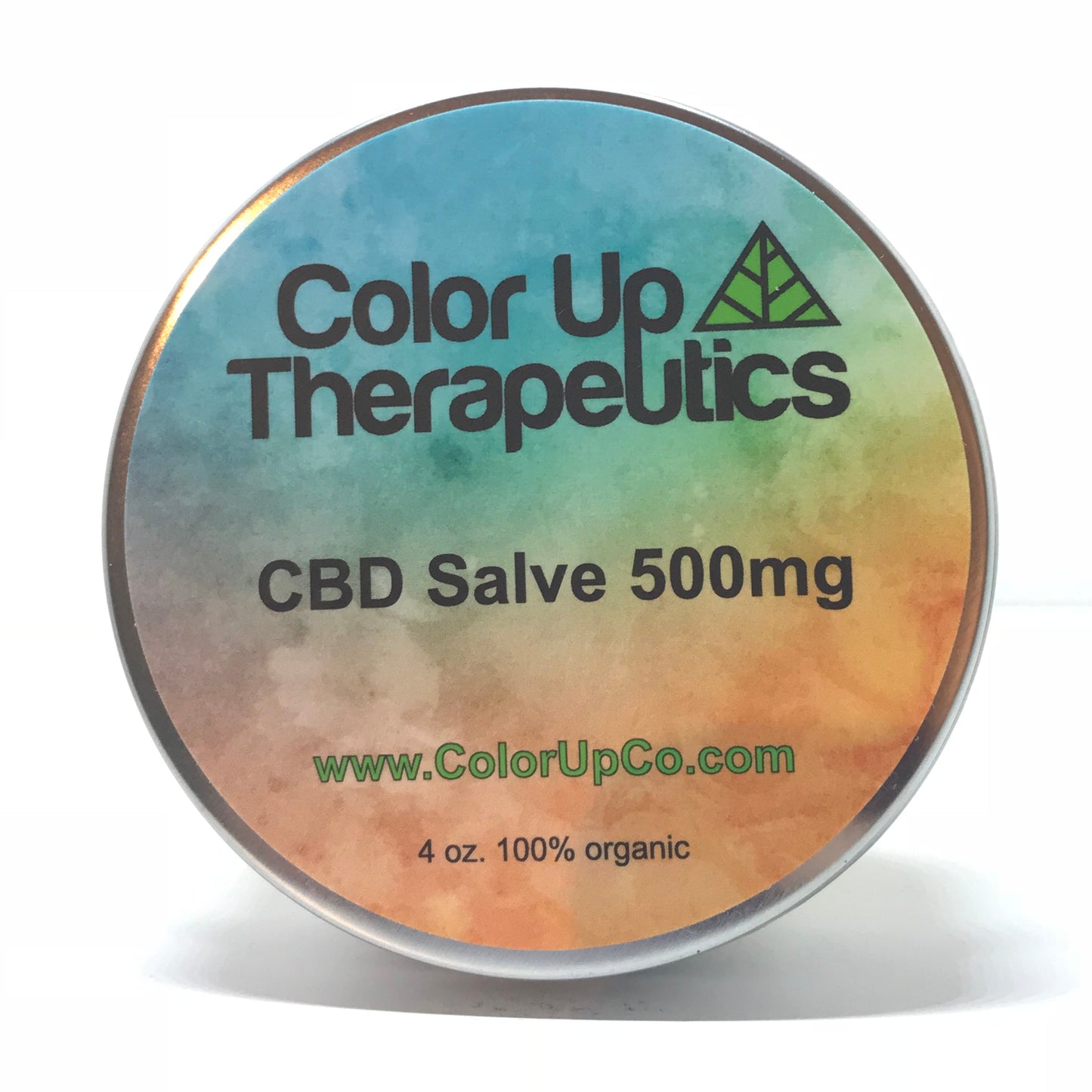 Color Up Therapeutics CBD Salve container with gradient label on a white background