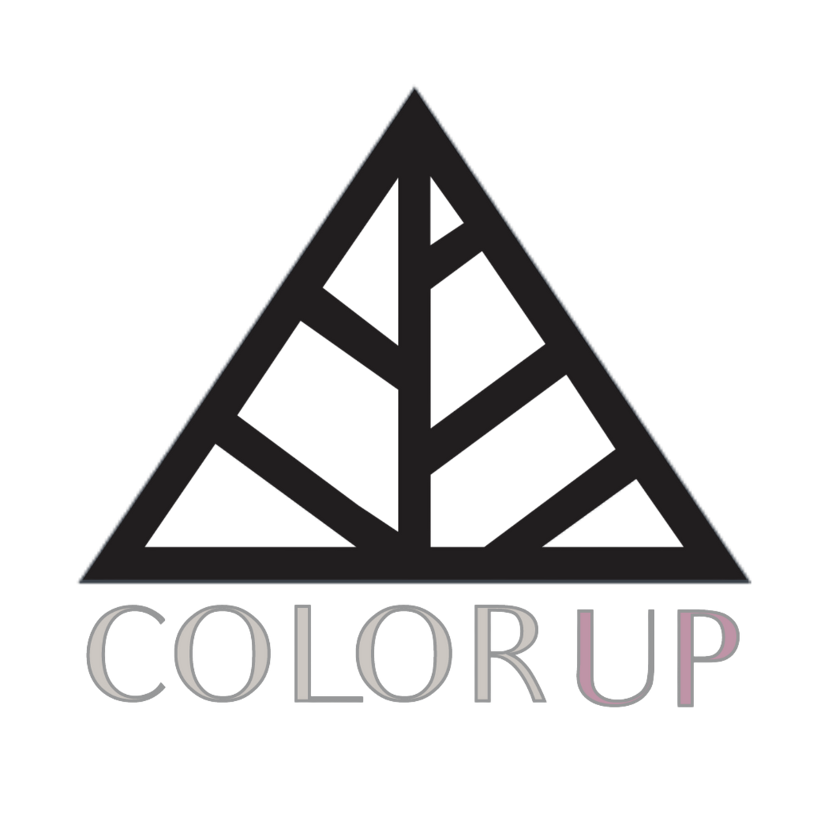 Geometric triangle design with a center line and 7 spaces carved out as Color Up Wholesale Logo