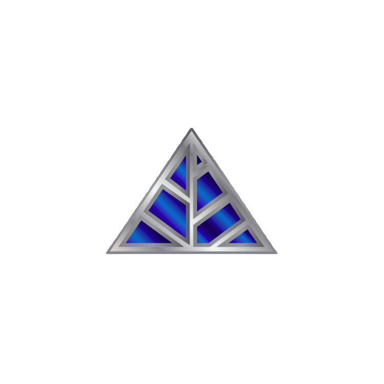 Blue triangle logo representing Color Up's line of products and pet supplies for all pets and animal lovers
