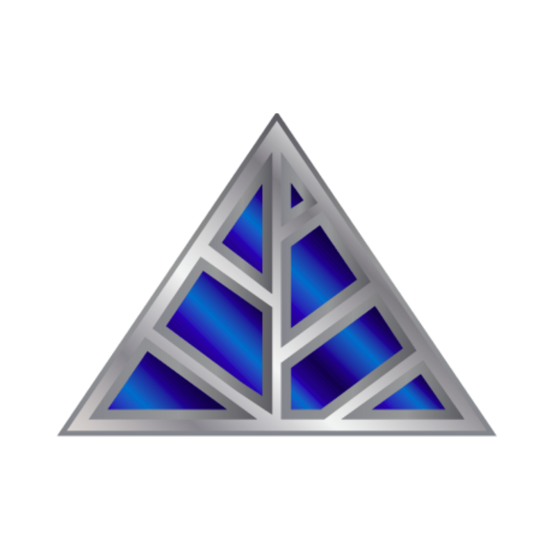Blue triangle logo representing Color Up's line of products and pet supplies for all pets and animal lovers