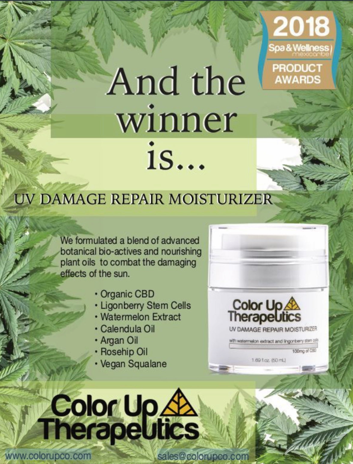 2018 Spa and Wellness Mexicaribe UV Damage Repair Moisturizer