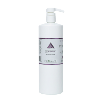Color Up BALANCE Full Spectrum Massage Lotion in 32 oz backbar size for professional massage, bodywork, and treatment room use on a transparent background.