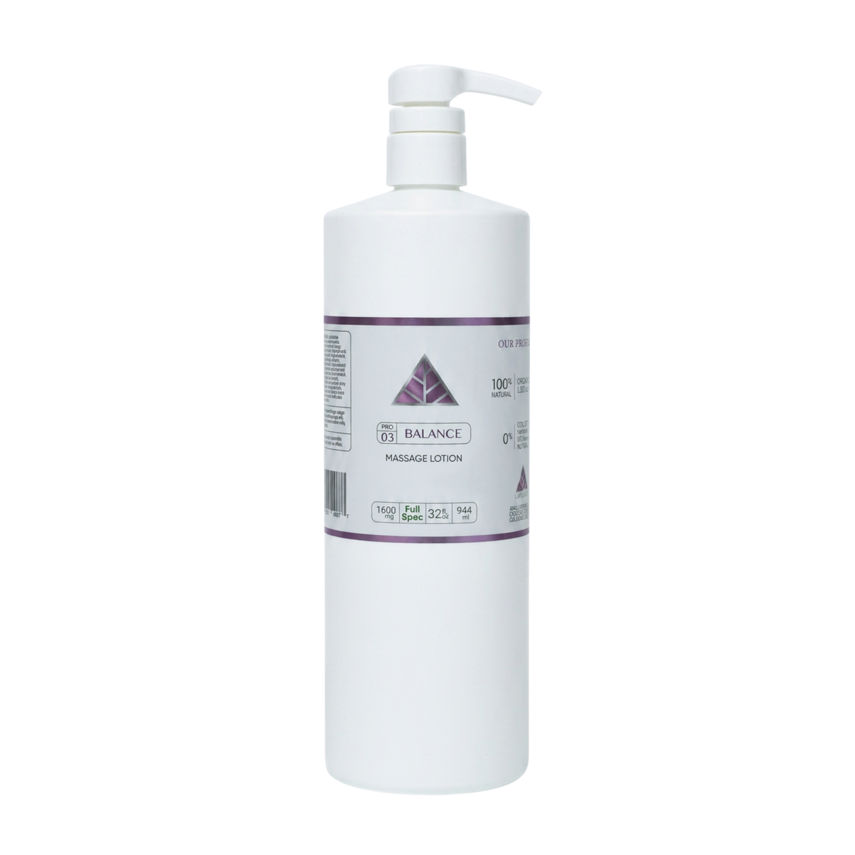 Color Up BALANCE Full Spectrum Massage Lotion in 32 oz backbar size for professional massage, bodywork, and treatment room use on a white background.