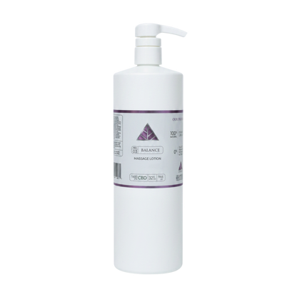 Color Up BALANCE Pure CBD Massage Lotion in professional 32 oz backbar size for massage therapists and spa treatment rooms on a transparent background.