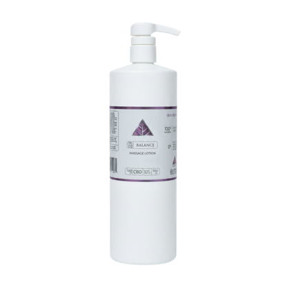 Color Up BALANCE Pure CBD Massage Lotion in professional 32 oz backbar size for massage therapists and spa treatment rooms on a white background.