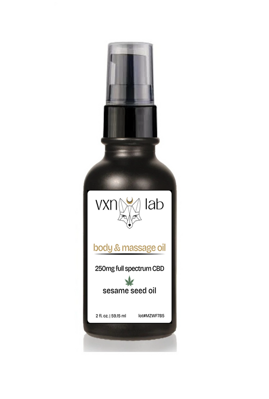 Full Spectrum Body & Massage Oil 2 oz Travel Size - VXN Lab CBD Skincare (formerly Color Up Therapeutics)