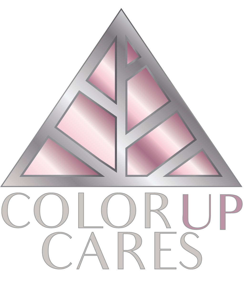 Logo with a geometric design and 'Color Up Cares' on white background