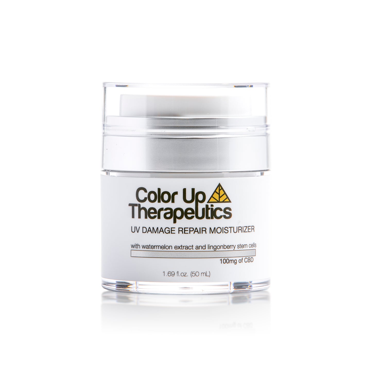 Jar of Color Up Therapeutics UV Damage Repair Moisturizer on a white background