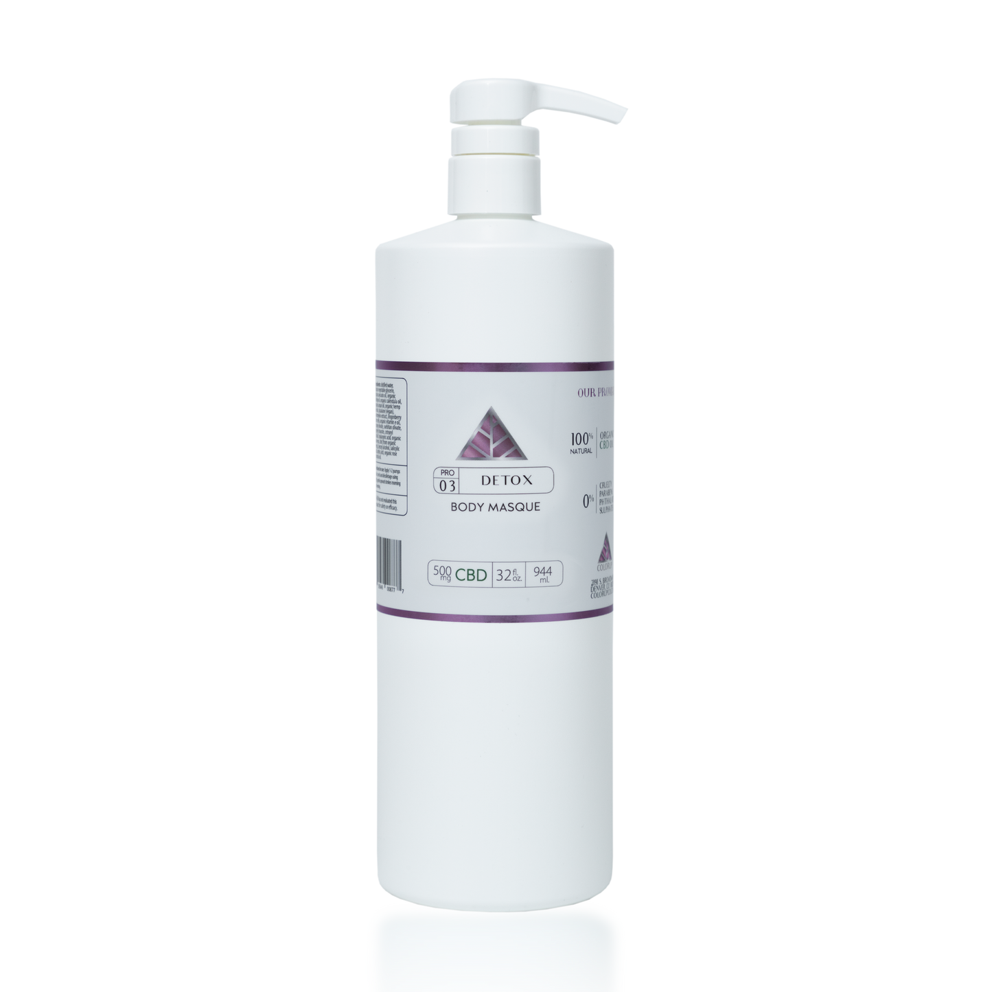Color Up DETOX Body Masque in 32 oz backbar size for professional facial and body treatment room use on transparent background.