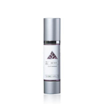 Color Up DETOX Clay Masque with CBD, kaolin clay, and bentonite clay for purifying facial skincare on transparent background.