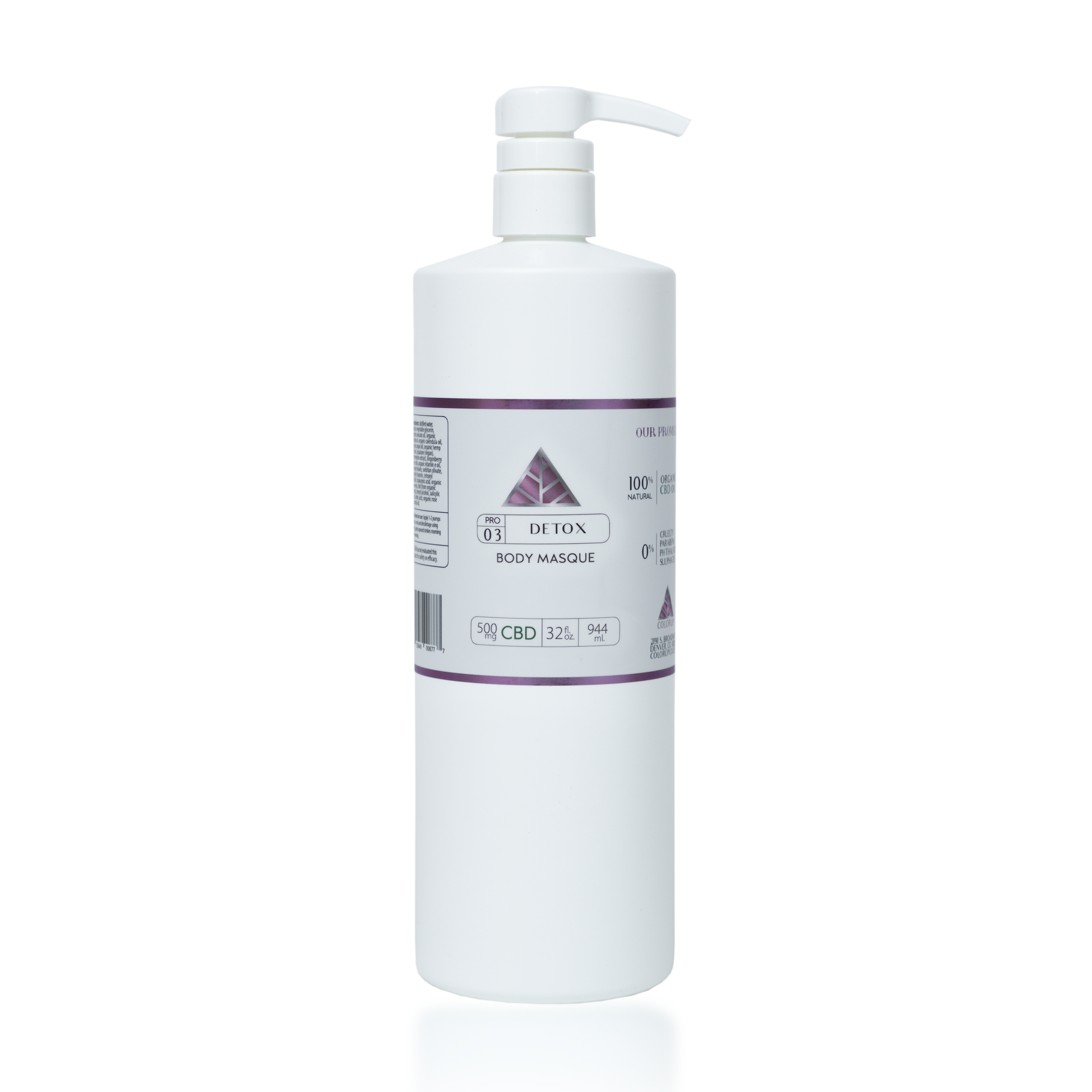 Color Up DETOX Body Masque in 32 oz backbar size for professional facial and body treatment room use on white  background.