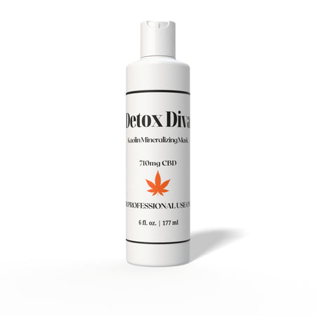 White bottle of Detox Diva skincare product on a white background