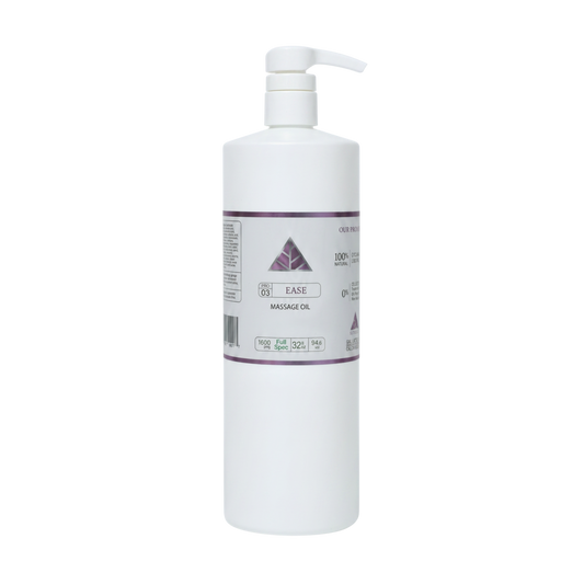 Color Up EASE Full Spectrum Massage Oil in 32 oz professional backbar size for full-body massage treatments on transparent background.