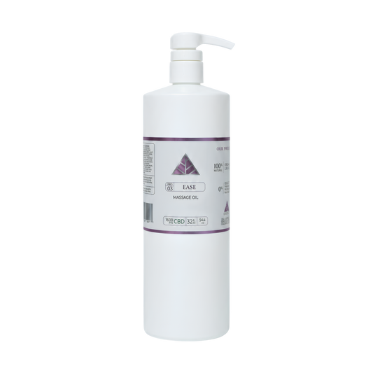 Color Up EASE Pure CBD Massage Oil in 32 oz professional size for massage therapists and treatment rooms on transparent background.
