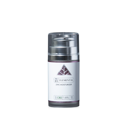 Color Up ELEMENTAL TINTED Zinc Moisturizer with CBD, non-nano zinc oxide, and sheer mineral coverage on transparent background.