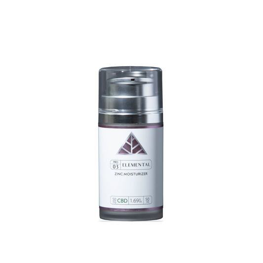 Color Up ELEMENTAL TINTED Zinc Moisturizer with CBD, non-nano zinc oxide, and sheer mineral coverage on white background.