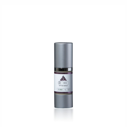 Color Up FIRM Peptide Serum 1 oz silver bottle with pink triangle logo on white background.