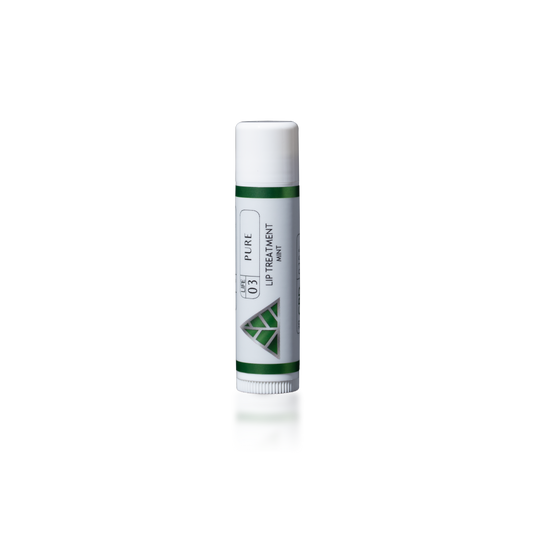 Lip Treatment Mint with green and white 'Color Up' green triangle logo design on a transparent background.