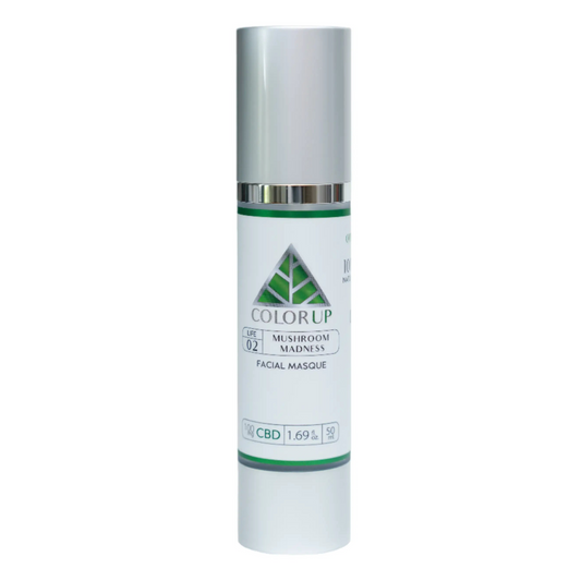 Mushroom Mask - 150mg - 1.69oz (Fungal Intel) Color Up label in tall bottle with silver top.