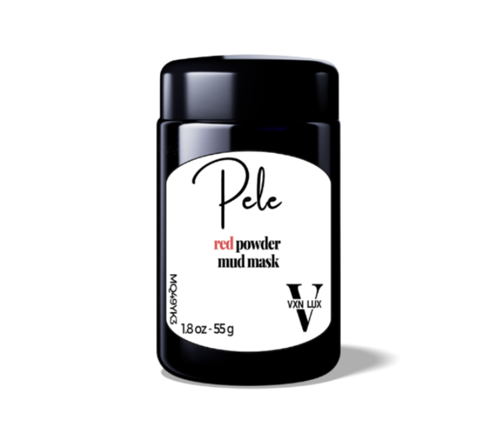 VXN LUX Pele Red Powder Mud Mask with Rhassoul Clay, Kaolin Clay & White Willow Bark for Deep Pore Cleansing, 55g