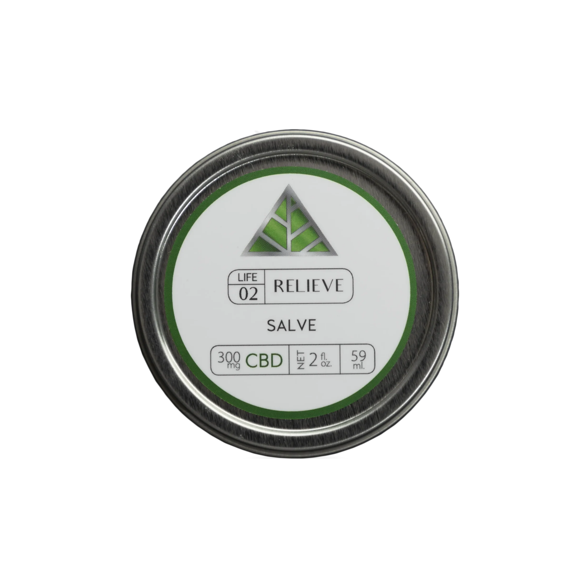 Color Up RELIEVE Pure CBD Salve in 2 oz with 300mg CBD, hemp seed oil, beeswax, and arnica on white background.