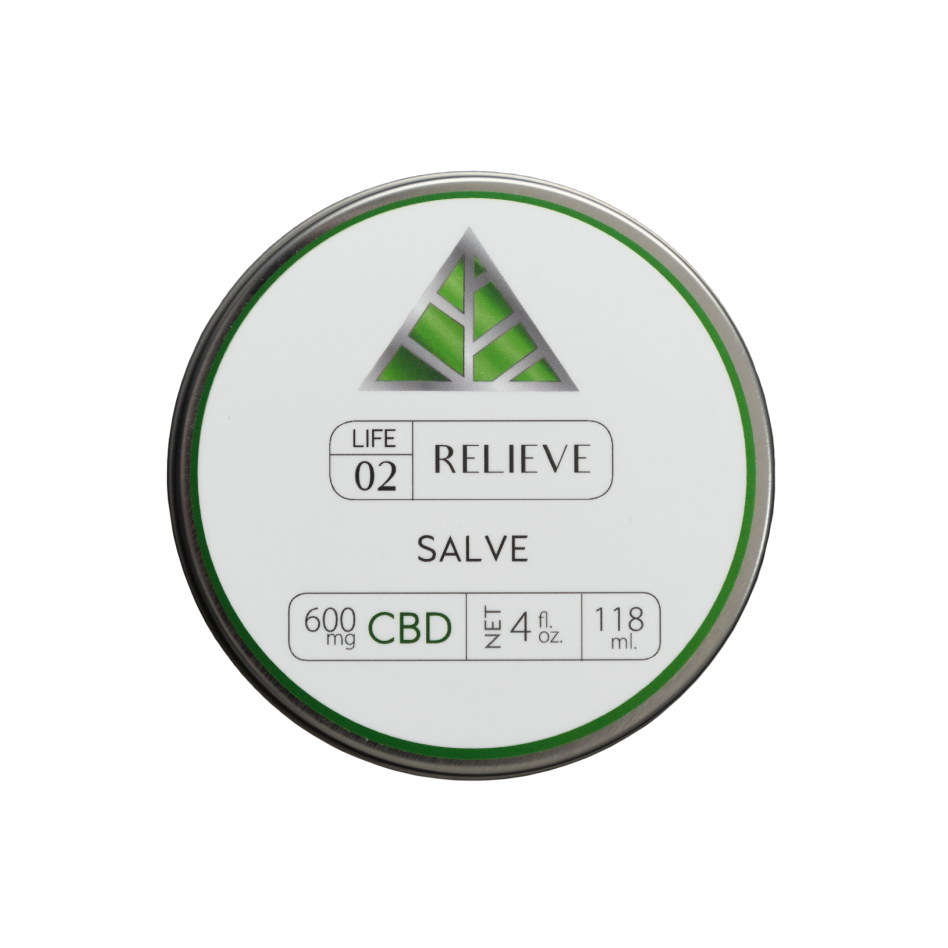 Color Up RELIEVE Pure CBD Salve in 4 oz tin with CBD and hemp beeswax on a transparent background.