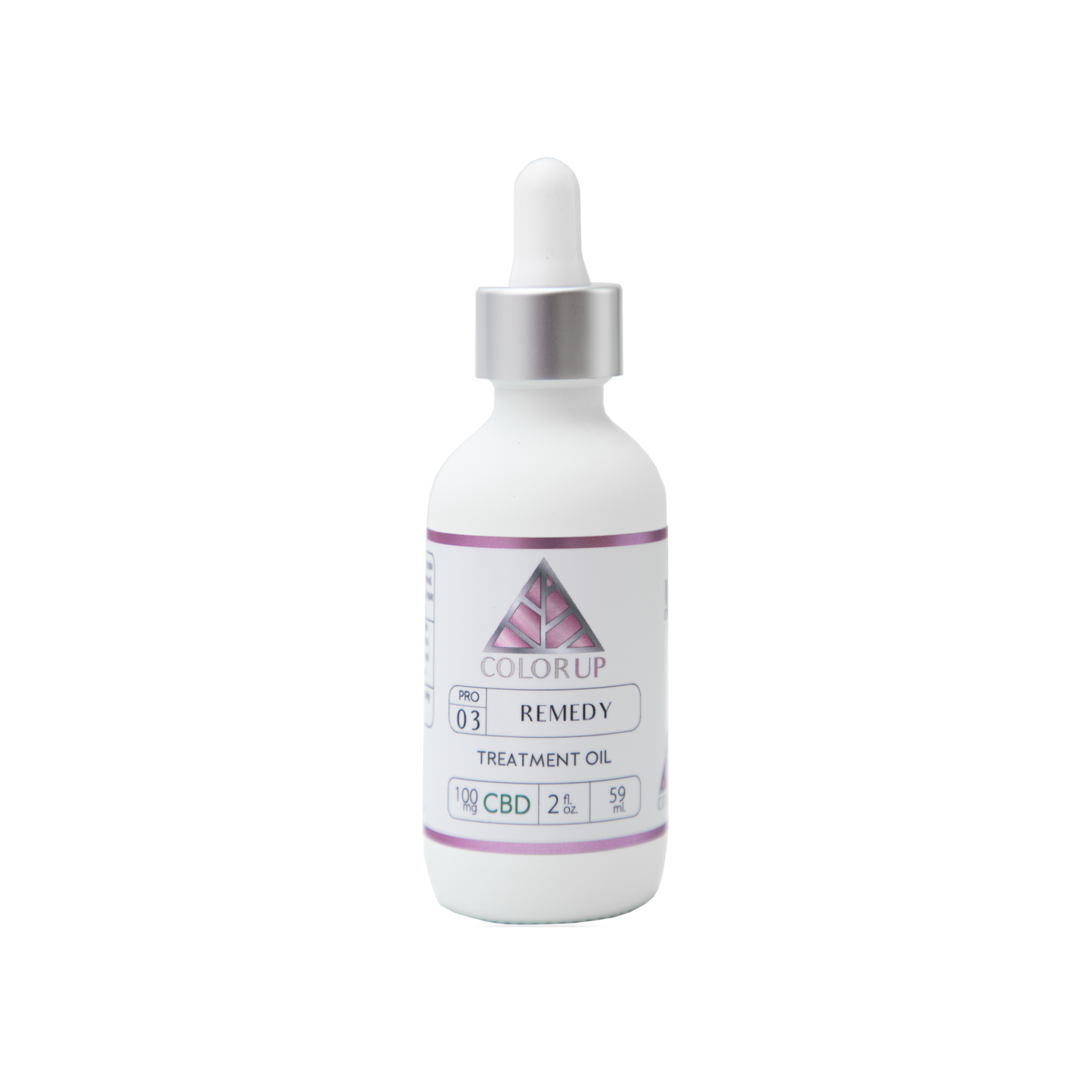 Color Up REMEDY Treatment Oil with CBD, rosehip oil, and botanical oils for nourishing facial skincare on a transparent background