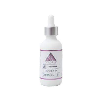 Color Up REMEDY Treatment Oil with CBD, rosehip oil, and botanical oils for nourishing facial skincare on a transparent background