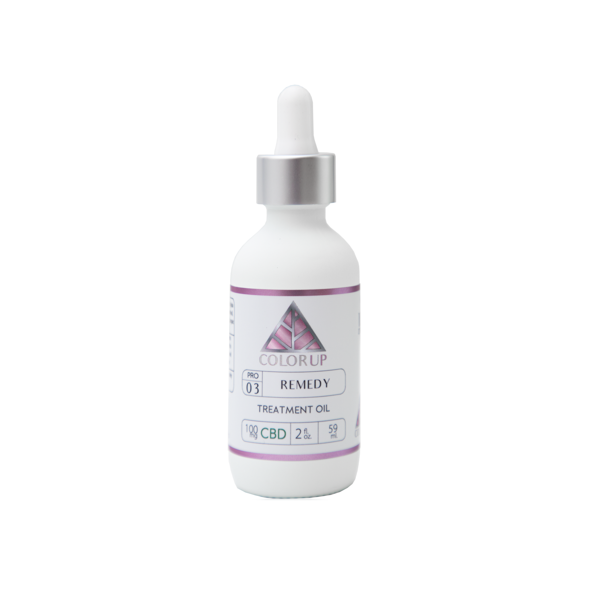 Color Up REMEDY Treatment Oil with CBD, rosehip oil, and botanical oils for nourishing facial skincare on a white background