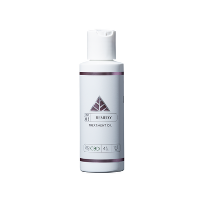 Color Up REMEDY Treatment Oil in 4 oz professional backbar size for esthetician facial massage and treatment protocols on transparent background.