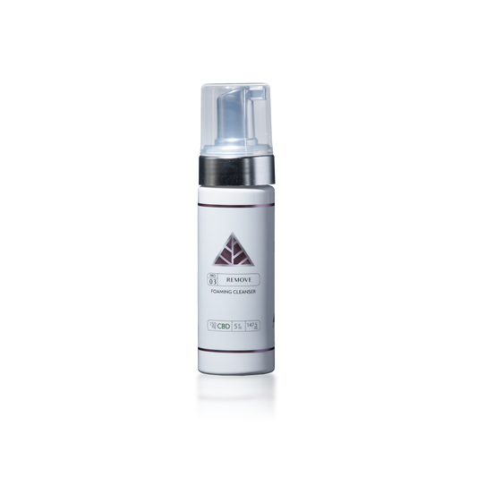 Color Up REMOVE Foaming Cleanser in 5 oz retail size for gentle pH-balanced daily facial cleansing and sensitive skin care on transparent background.