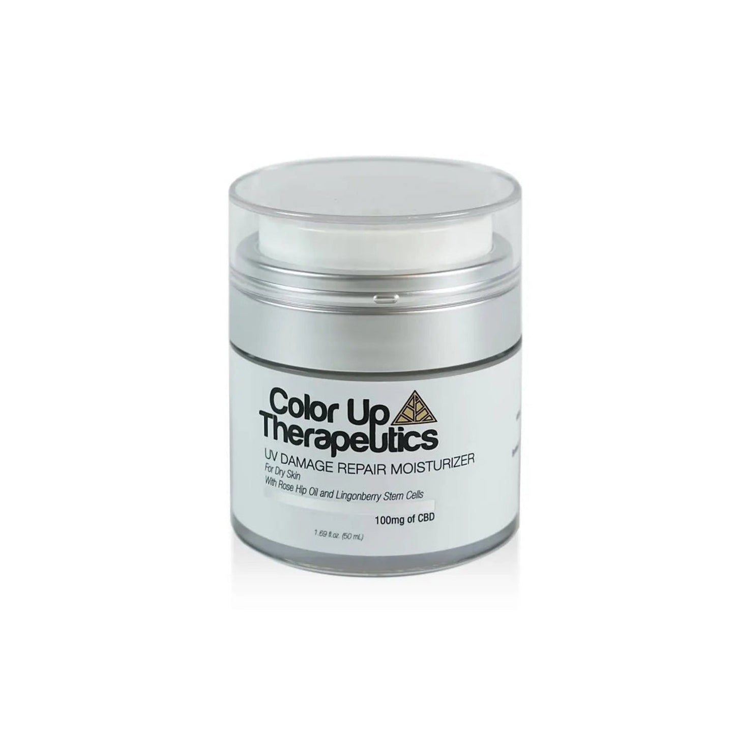 Repair Moisturizer in Color Up Therapeutics pump cosmetics bottle with gold triangle logo