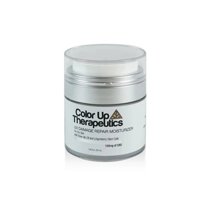 Repair Moisturizer in Color Up Therapeutics pump cosmetics bottle with gold triangle logo
