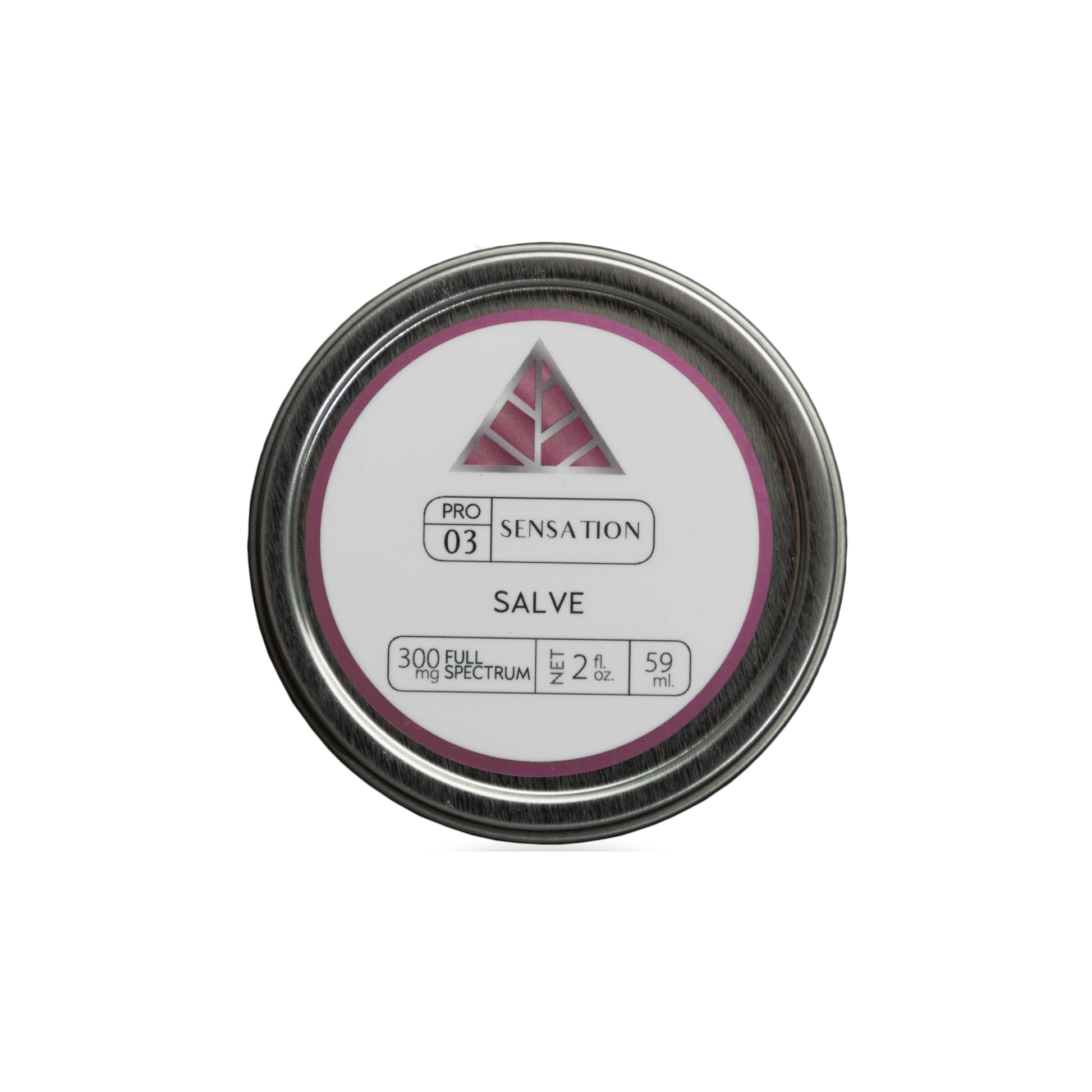 Aluminum tin with Color Up Sensation Salve on white background.