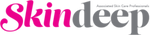 Logo of 'Skindeep' with pink and gray text on a white background