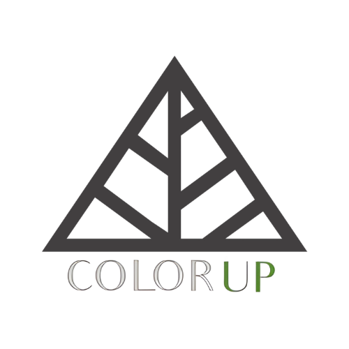 Logo of 'Color Up' with a geometric design on a white background