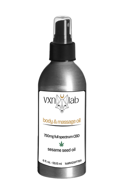 Full Spectrum Body & Massage Oil 6 oz - VXN Lab CBD Skincare (formerly Color Up Therapeutics)