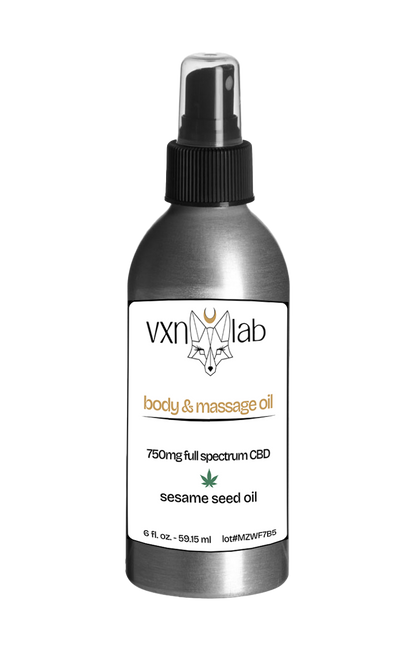 Full Spectrum Body & Massage Oil 6 oz - VXN Lab CBD Skincare (formerly Color Up Therapeutics)