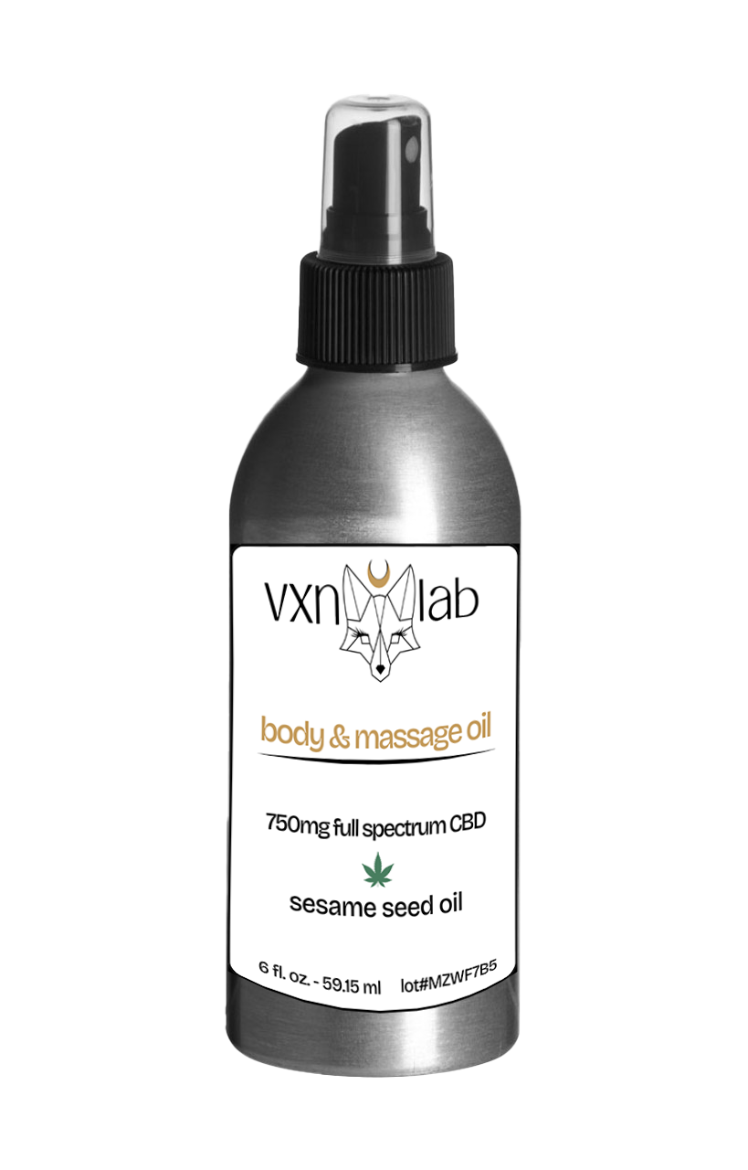 Full Spectrum Body & Massage Oil 6 oz - VXN Lab CBD Skincare (formerly Color Up Therapeutics)