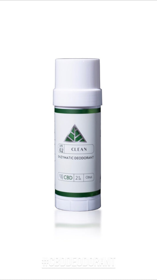Deodorant stick with a green and white design on a white background