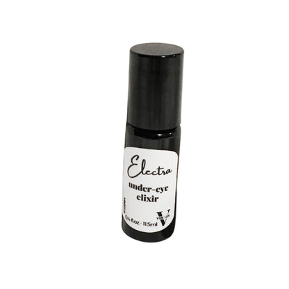 Electra Under-Eye Elixir with niacinamide, green tea extract, and caffeine for refreshed under-eye skincare.