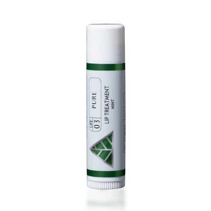 Lip Treatment Mint with green and white 'Color Up' green triangle logo design on a transparent background