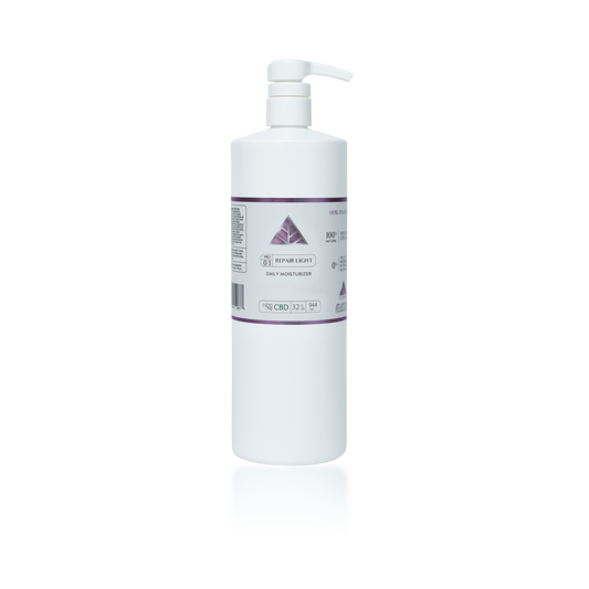 Color Up REPAIR Light Daily Moisturizer in 32 oz professional backbar size for lightweight hydration, oily skin protocols, and spa treatment room use on transparent background.