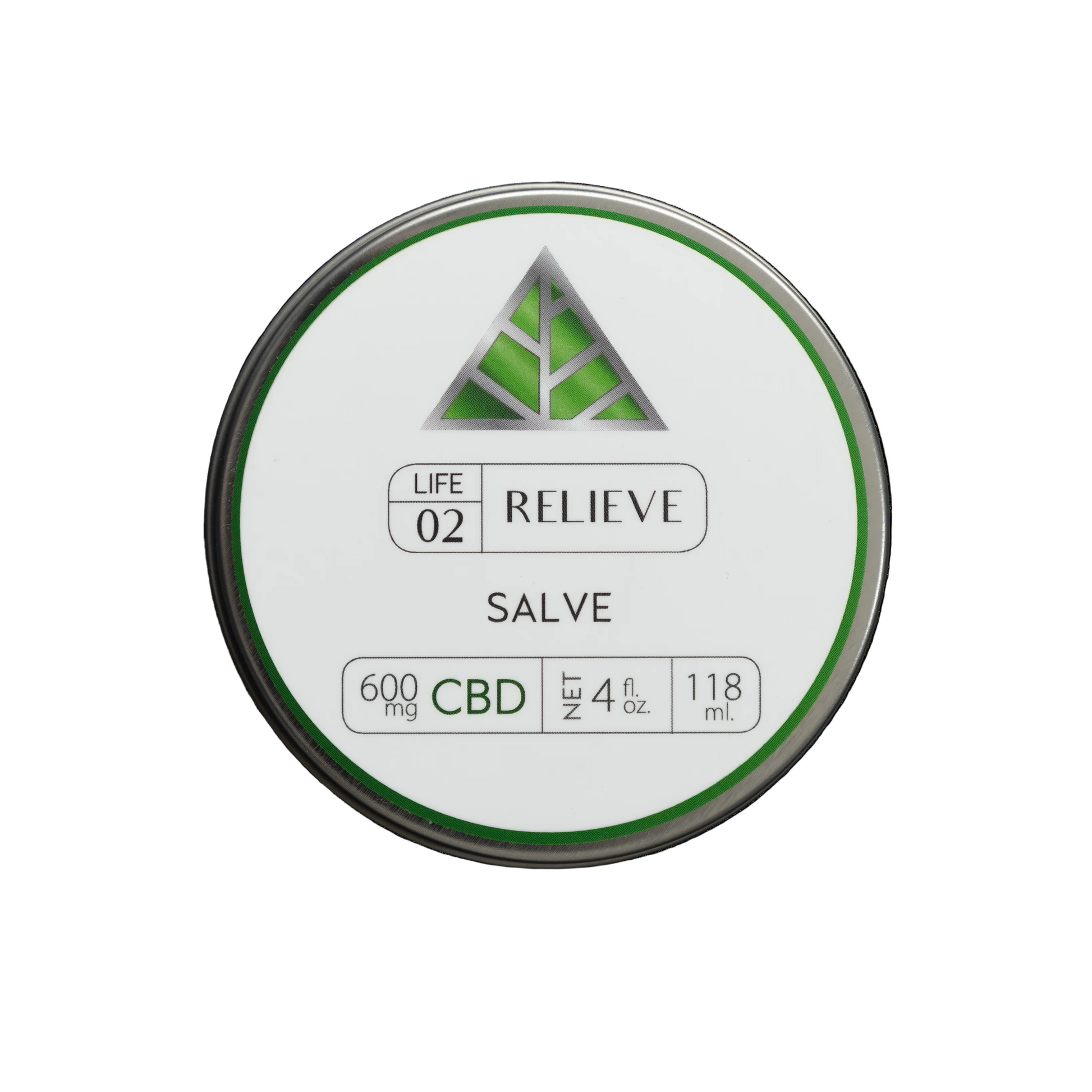 Color Up Relieve Salve label on circular tin container on transparent background