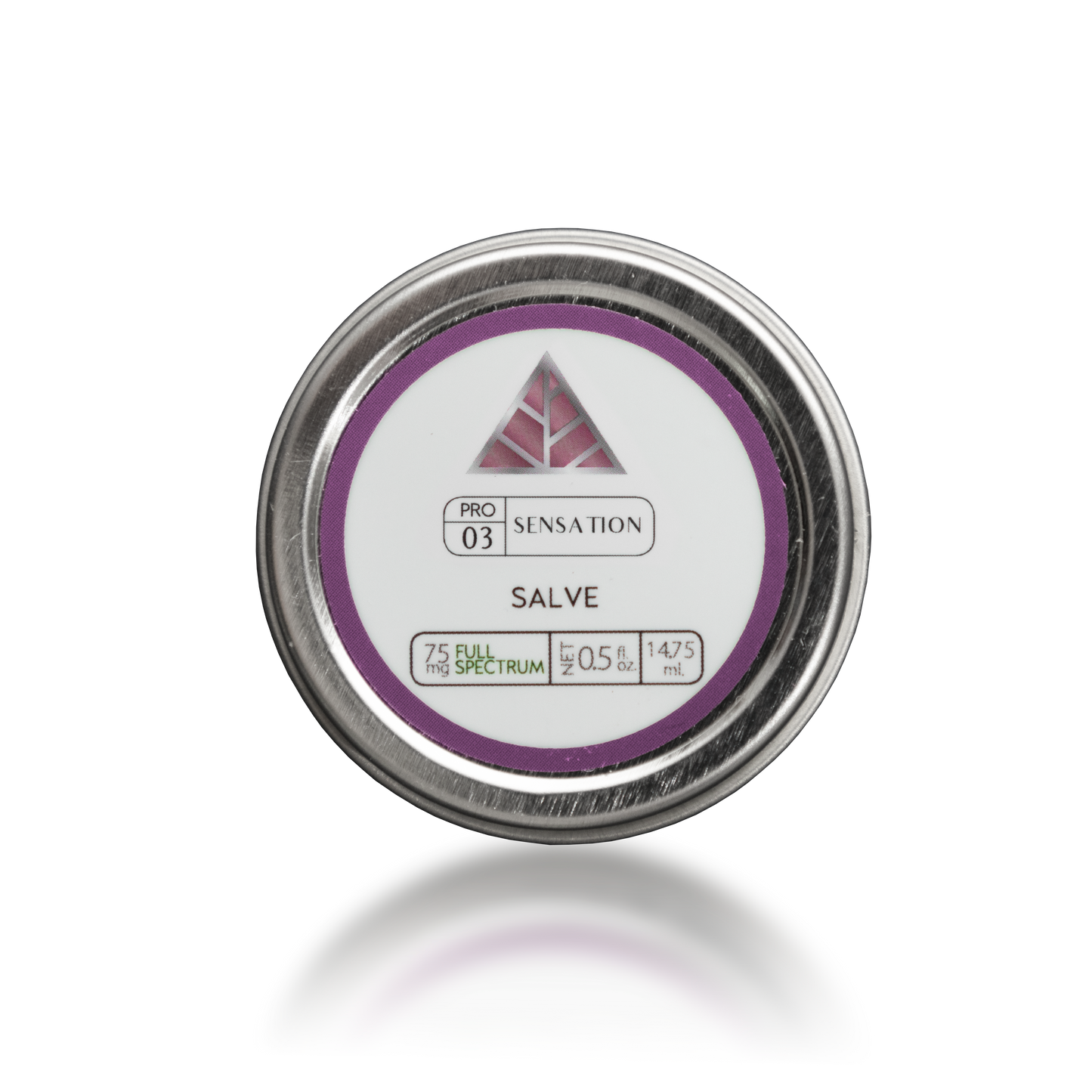 Tin of 'Color Up' salve with a label on a transparent background